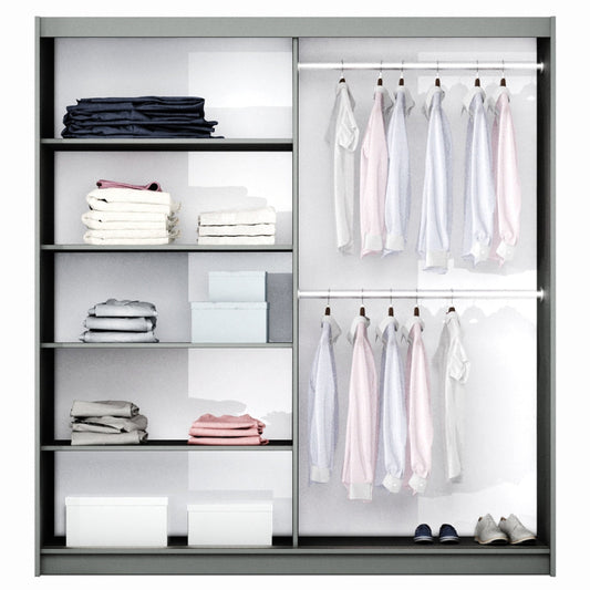 White Mirrored Sliding Door Wardrobe 151cm – FINLEY