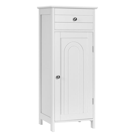 1-Door Freestanding Bathroom Storage Cabinet with Drawer and Adjustable Shelves-White