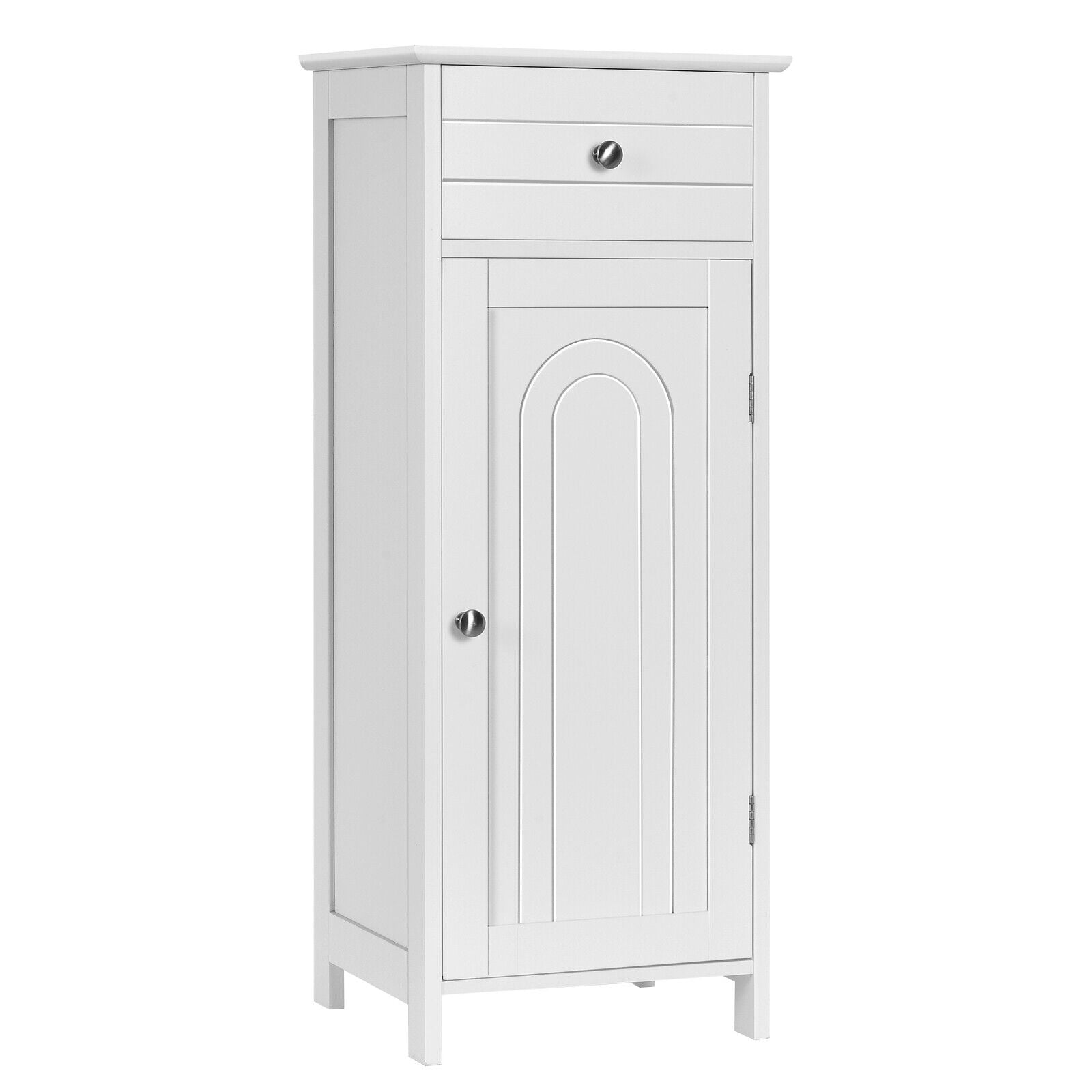 1-Door Freestanding Bathroom Storage Cabinet with Drawer and Adjustable Shelves-White