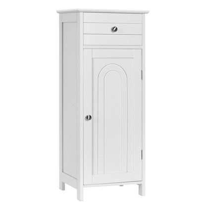 1-Door Freestanding Bathroom Storage Cabinet with Drawer and Adjustable Shelves-White