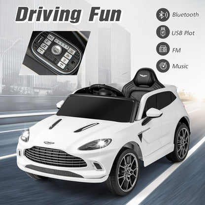 12V Licensed Aston Martin DBX Kids Ride On Car with Dual Lockable Doors-White