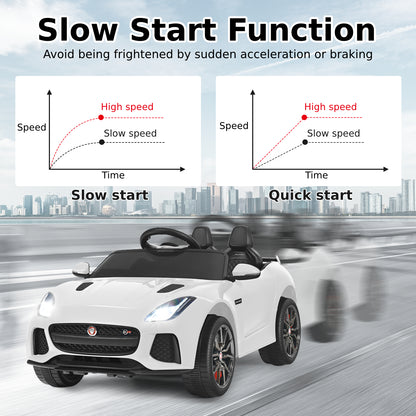 12V Jaguar F-Type SVR Kids Ride On Car with Remote control-White