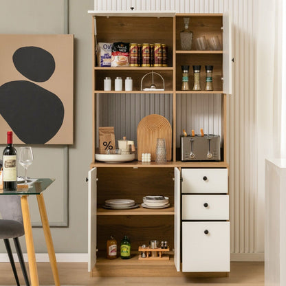 180CM Modern Kitchen Freestanding Storage Cabinet with Doors and Adjustable Shelves-White