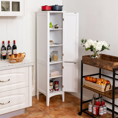 2-Door 160cm High Freestanding Bathroom Cabinet with 5-Tier Shelves-White