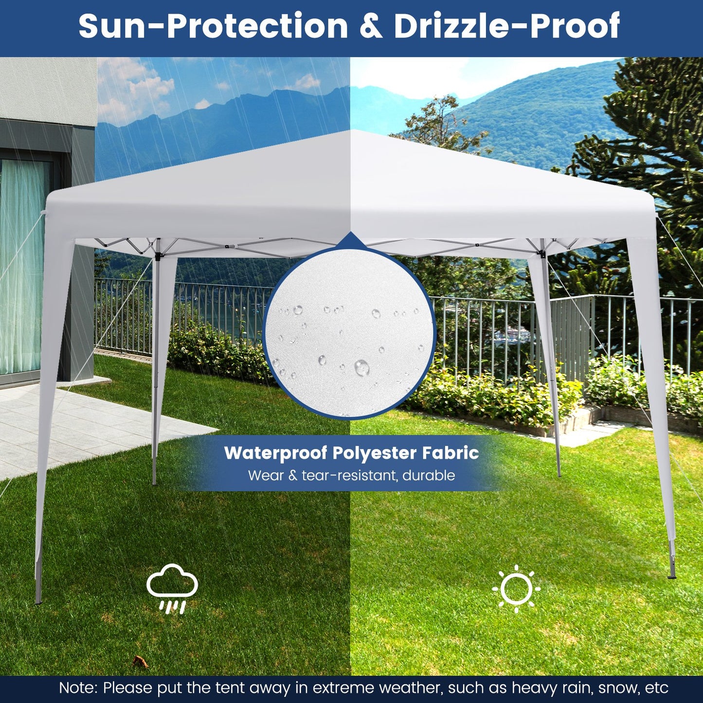 295 x 295 CM Outdoor Portable Instant Pop-up Canopy with Carrying Bag-White