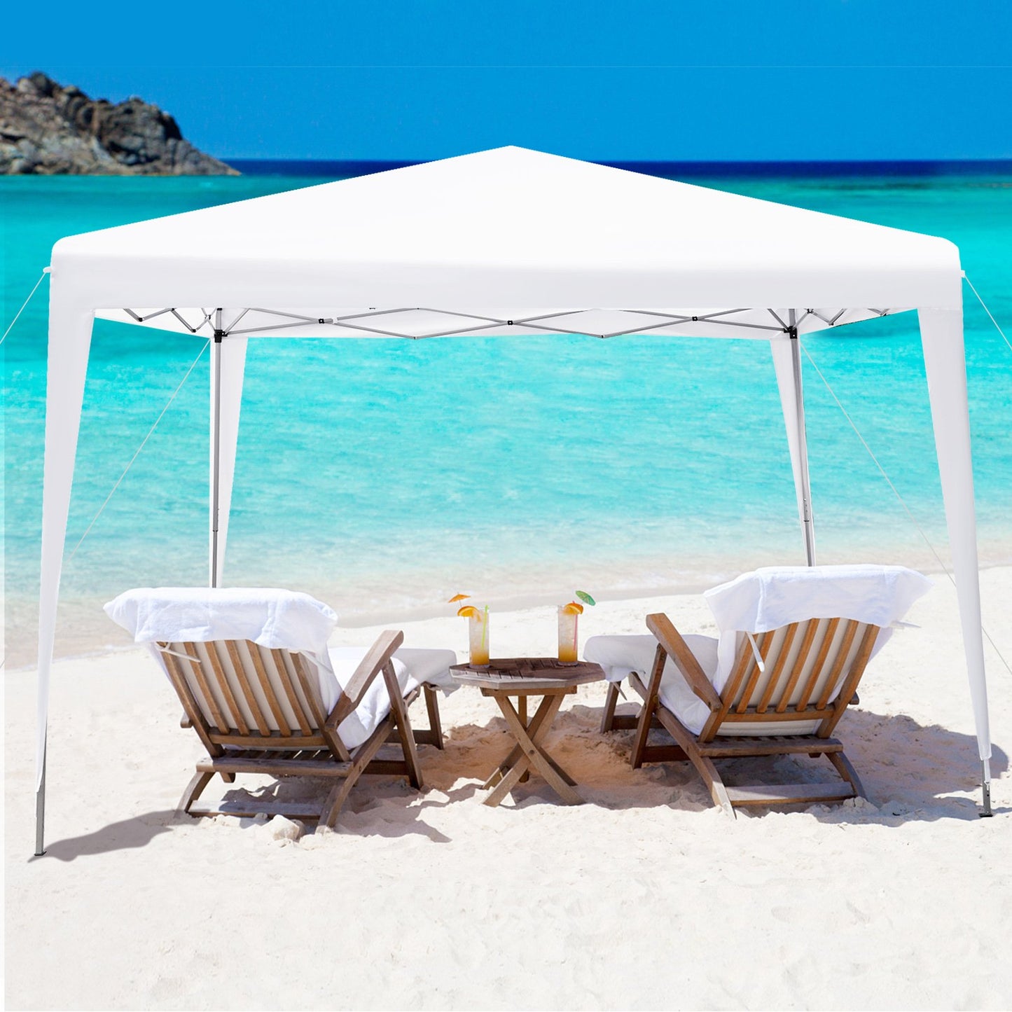 295 x 295 CM Outdoor Portable Instant Pop-up Canopy with Carrying Bag-White