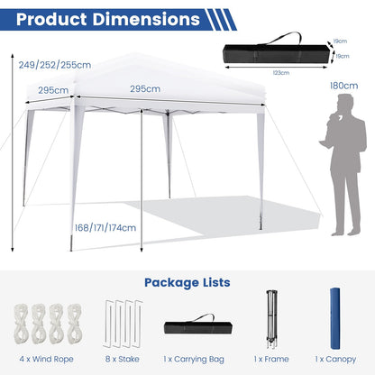 295 x 295 CM Outdoor Portable Instant Pop-up Canopy with Carrying Bag-White