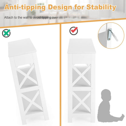 3-Tier Console Table with 1 Drawer and 2 Storage Shelves-White