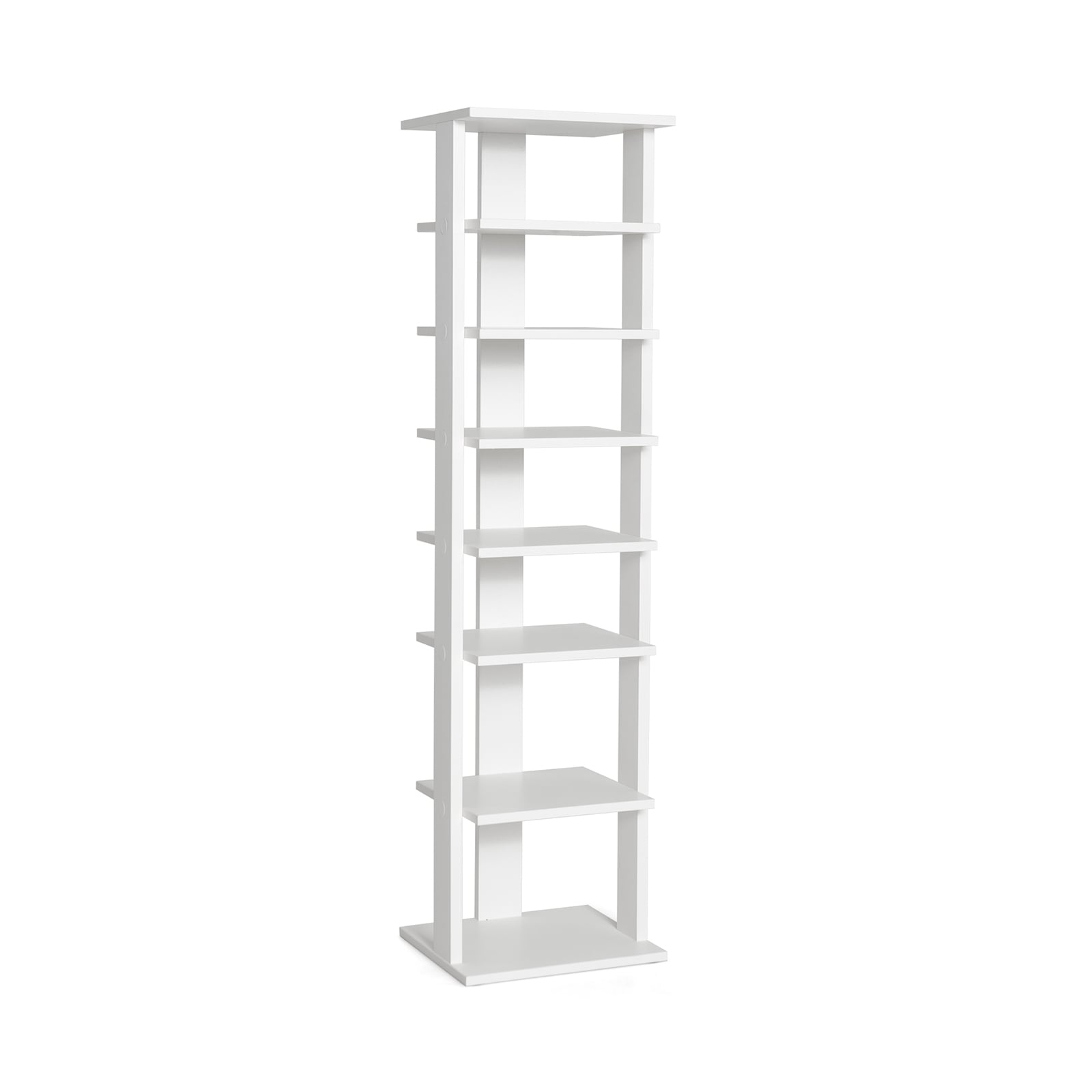 Wooden Vertical Shoe Rack with 7 Shelves-White