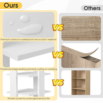 Wooden Vertical Shoe Rack with 7 Shelves-White