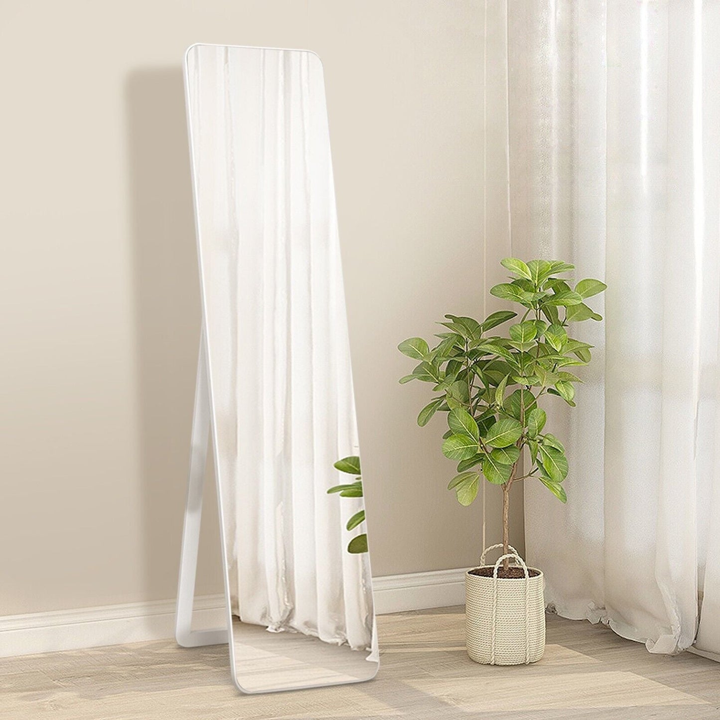 160 x 37 cm Free-standing Full Length Mirror-White