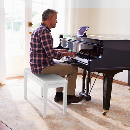 2-in-1 Padded Piano Bench with Storage Space-White