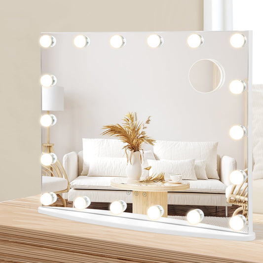 Makeup Mirror with 18 Dimmable LED Lights and Magnifying Mirror-White