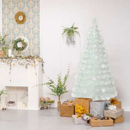 4/5/6 Feet Artificial Fiber Optic White Pre-lit Christmas Tree with Light-150 cm