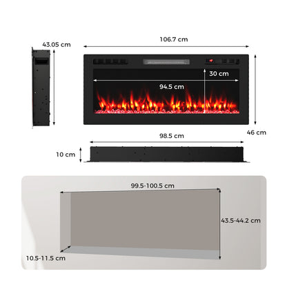 WiFi-Enabled Electric Fireplace Compatible with Alexa and Google Assistant-L