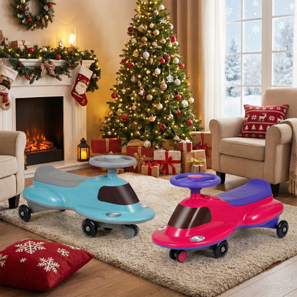 Wiggle Car with Under-seat Storage and LED Flashing Wheels-Pink