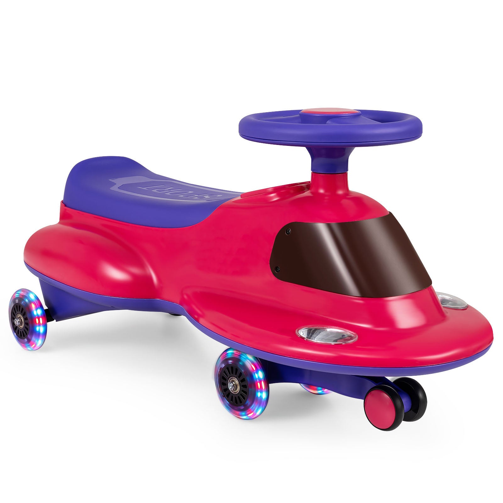 Wiggle Car with Under-seat Storage and LED Flashing Wheels-Pink