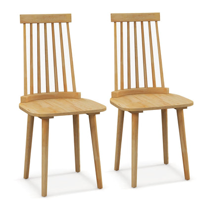 Windsor Dining Chairs Set of 2 with Natural Rubber Wood Legs and Non-slip Foot Pads-Natural