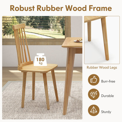 Windsor Dining Chairs Set of 2 with Natural Rubber Wood Legs and Non-slip Foot Pads-Natural