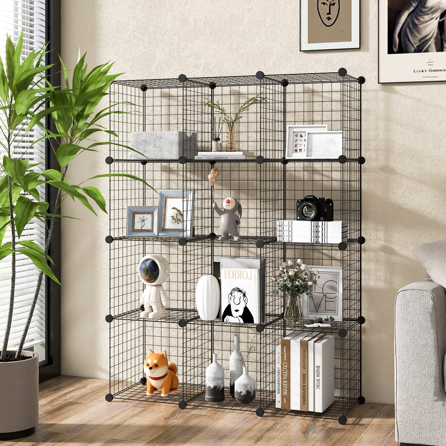 12 Wire Cube Storage Unit-Black