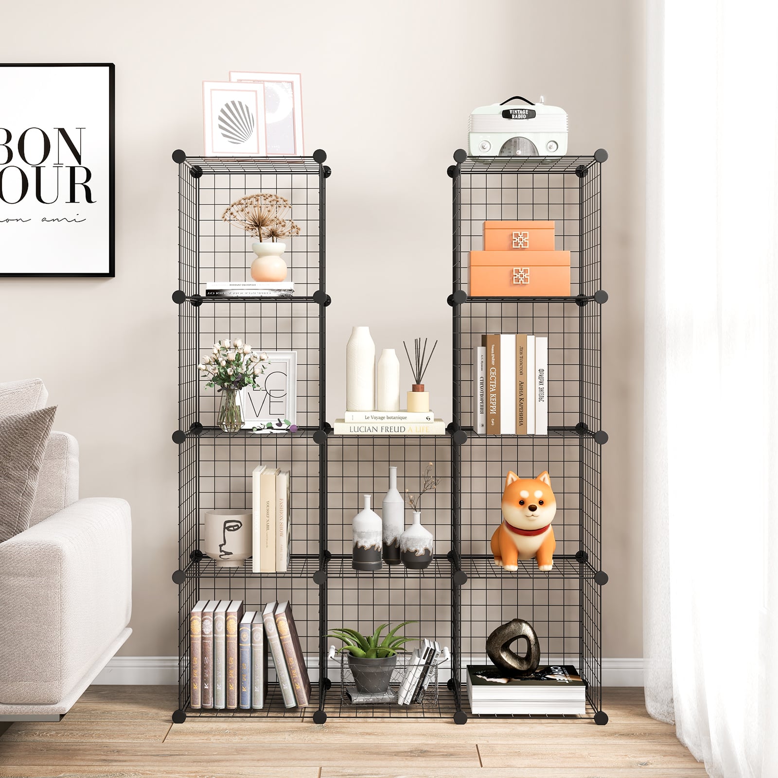 12 Wire Cube Storage Unit-Black
