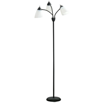 Lampa stojąca HOMCOM Arc Tree z 3 regulowanymi, obrotowymi światłami, do sypialni i salonu, industrialna lampa stojąca ze stalową ramą, 155 cm, czarna