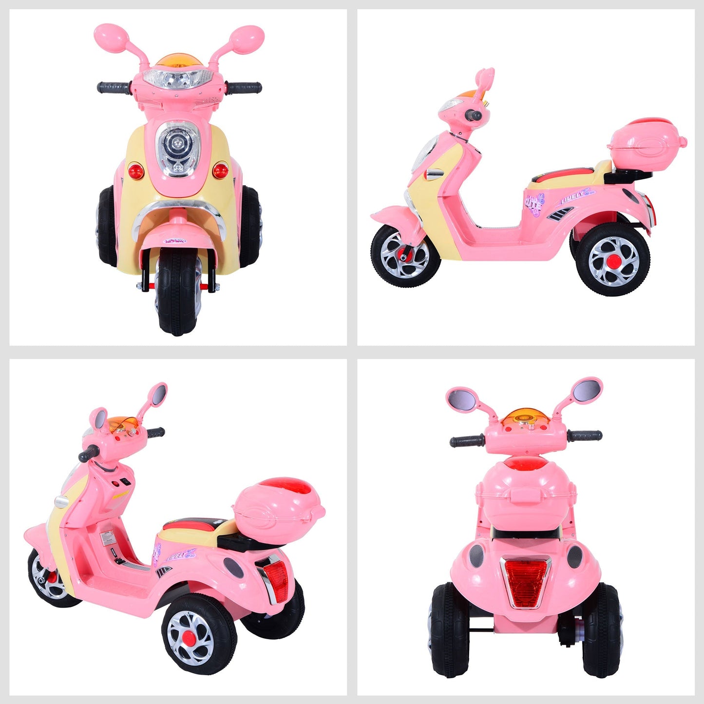 Toy Motorbike Plastic Music Playing Electric Ride-On Motorbike w/ Lights Pink