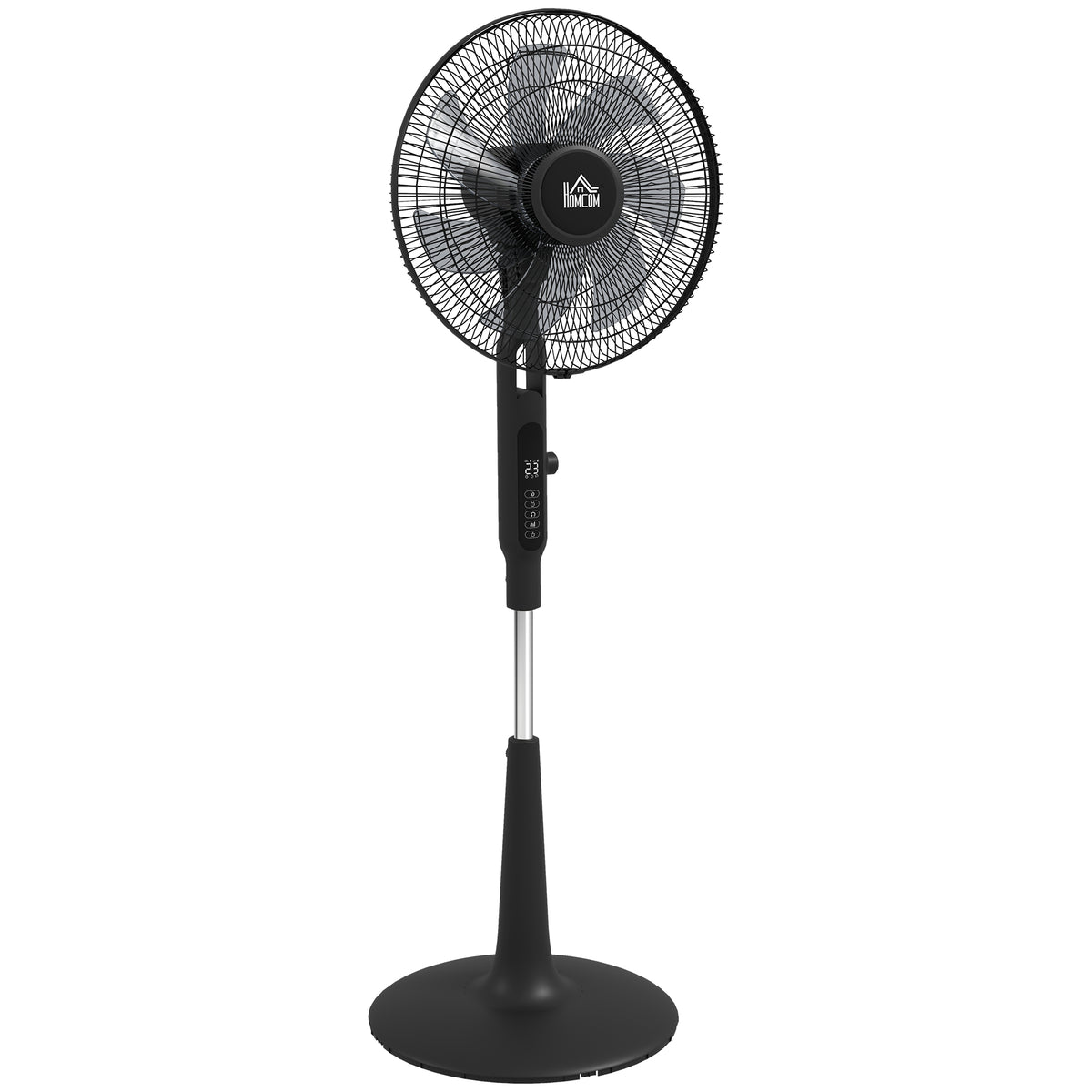 HOMCOM Three Mode Pedestal Fan, with Insect Repellant Box and LED Panel - Black