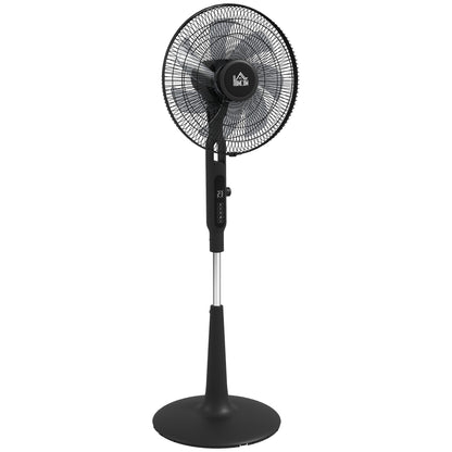 HOMCOM Three Mode Pedestal Fan, with Insect Repellant Box and LED Panel - Black