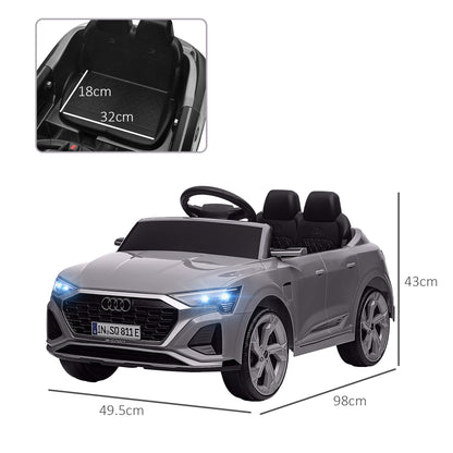 AIYAPLAY Audi Q8 e-tron Sportback Licensed 12V Ride on Car w/ Remote, 4 Spring Suspension Wheels, Headlamps, Music, Horn - Grey