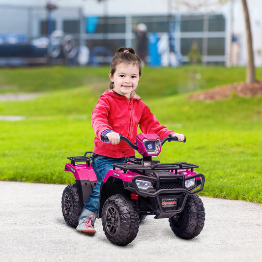 HOMCOM 12V Quad dla dzieci z funkcjami jazdy do przodu i do tyłu, jeździk ATV z muzyką, diodami LED, reflektorami, dla dzieci w wieku 3-5 lat - różowy