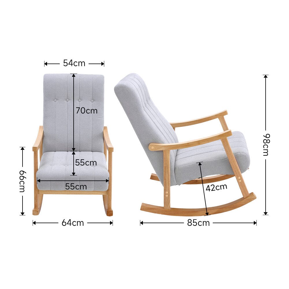 Solid Wood Rocking Chair with Velvet Upholstered