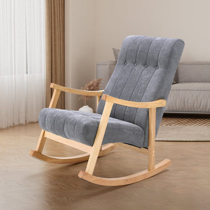 Solid Wood Rocking Chair with Velvet Upholstered