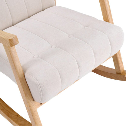 Solid Wood Rocking Chair with Velvet Upholstered