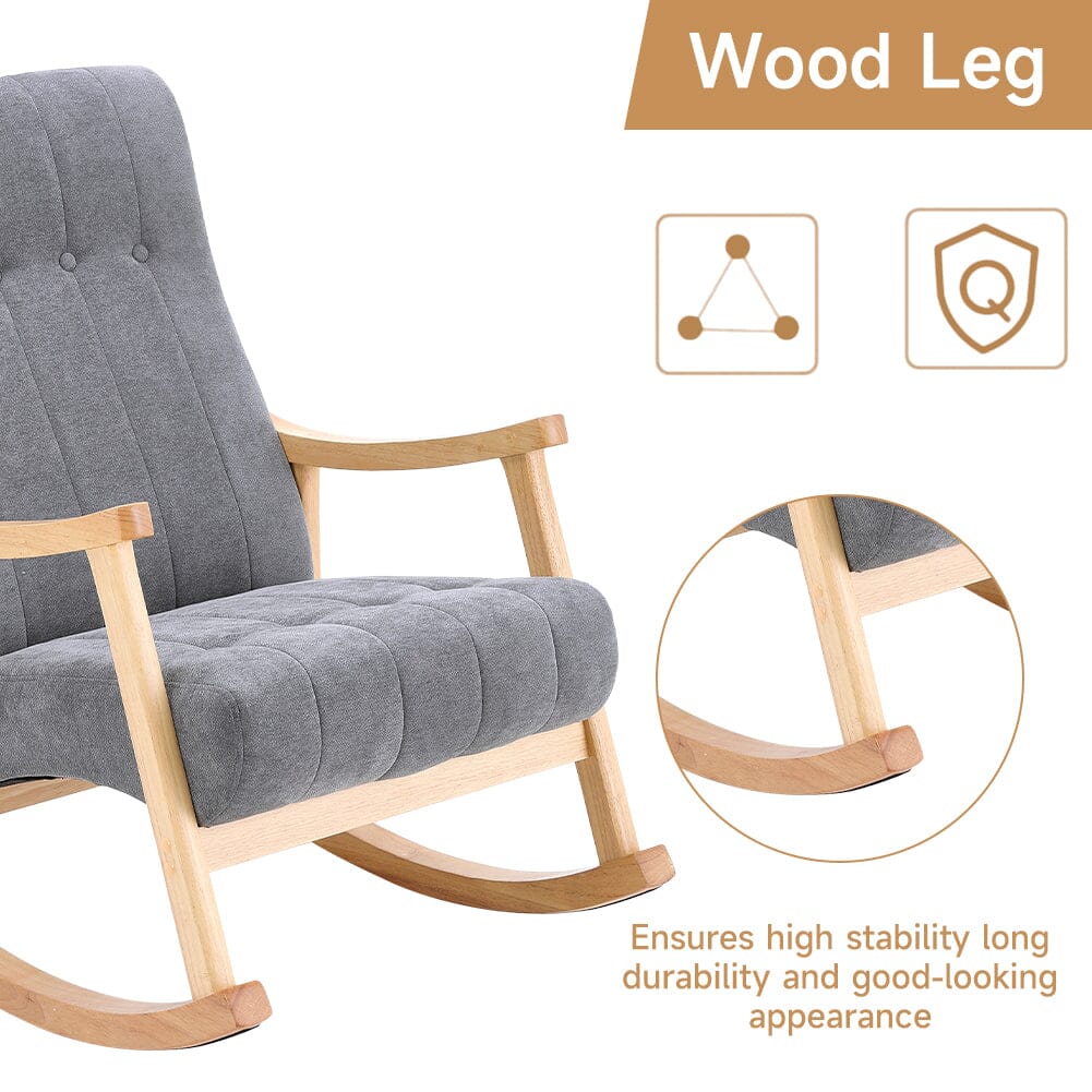 Solid Wood Rocking Chair with Velvet Upholstered