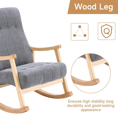 Solid Wood Rocking Chair with Velvet Upholstered