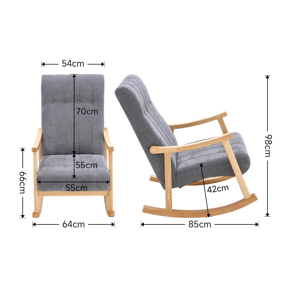 Solid Wood Rocking Chair with Velvet Upholstered