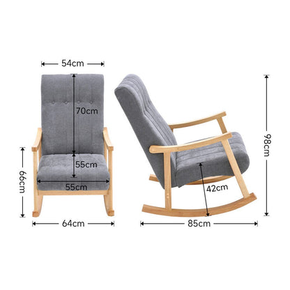 Solid Wood Rocking Chair with Velvet Upholstered
