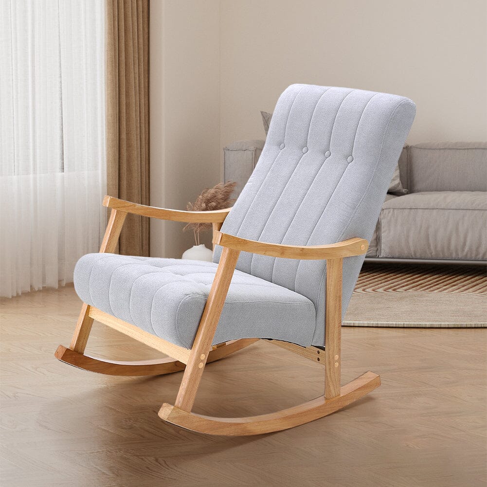 Solid Wood Rocking Chair with Velvet Upholstered