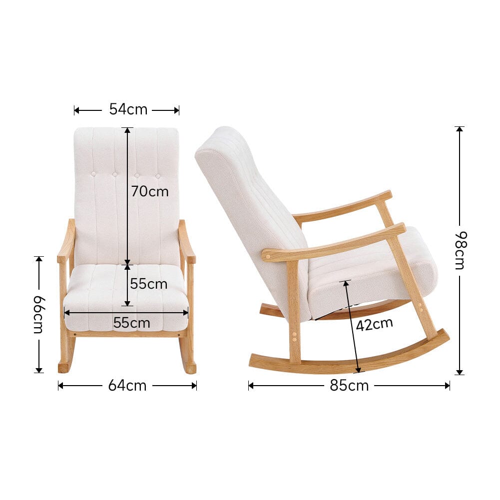 Solid Wood Rocking Chair with Velvet Upholstered