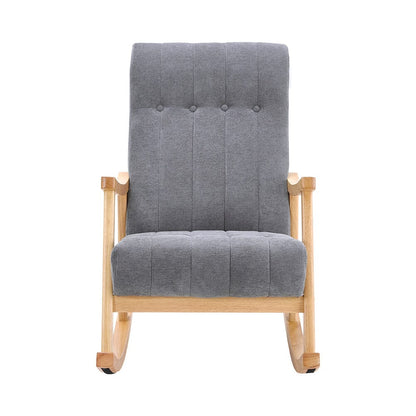 Solid Wood Rocking Chair with Velvet Upholstered