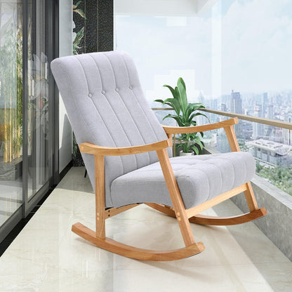 Solid Wood Rocking Chair with Velvet Upholstered
