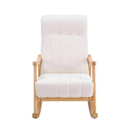 Solid Wood Rocking Chair with Velvet Upholstered