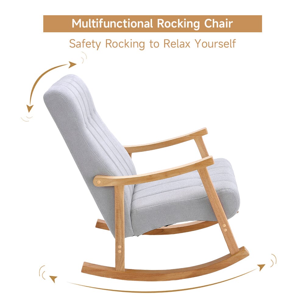 Solid Wood Rocking Chair with Velvet Upholstered