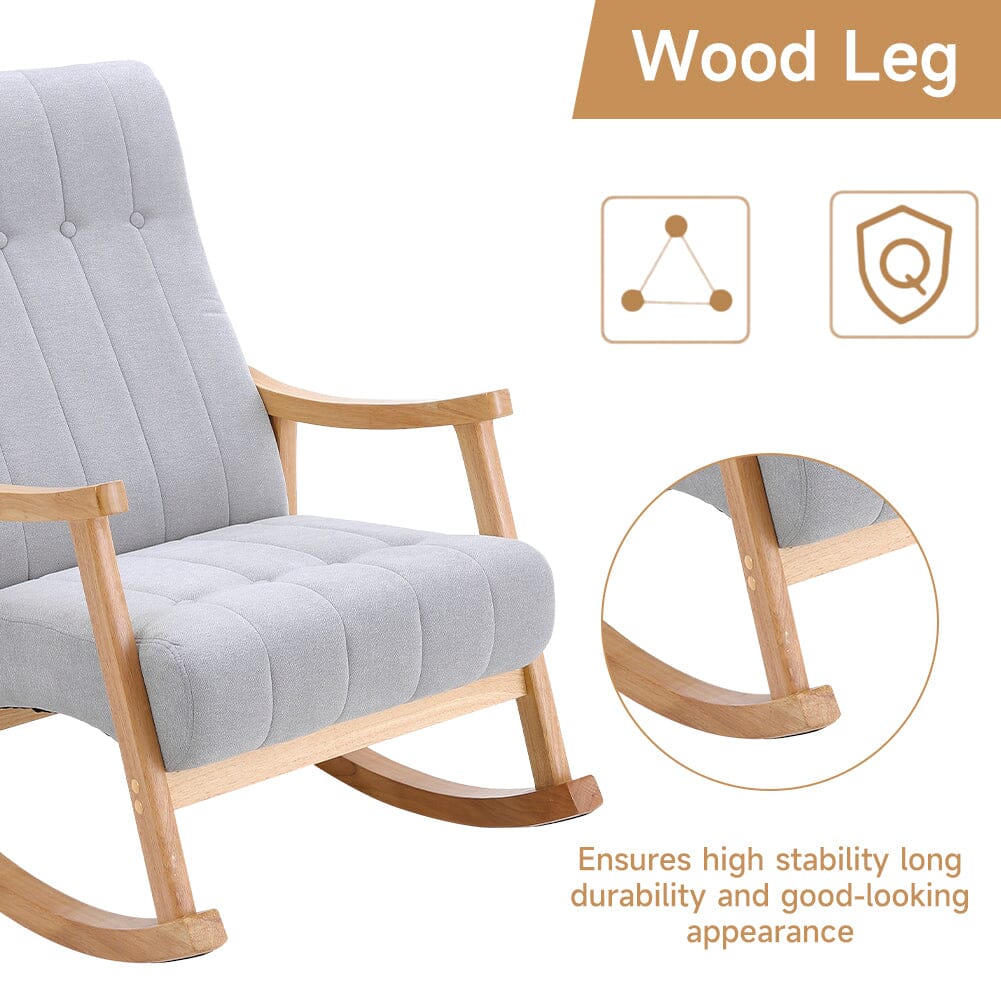 Solid Wood Rocking Chair with Velvet Upholstered