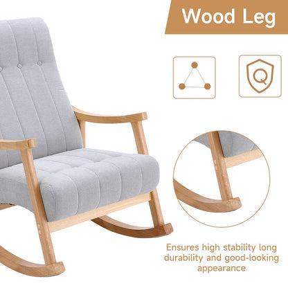 Solid Wood Rocking Chair with Velvet Upholstered