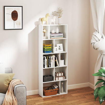 Wood 5-tier Bookshelf Bookcase Home Organizer Display Shelf-White