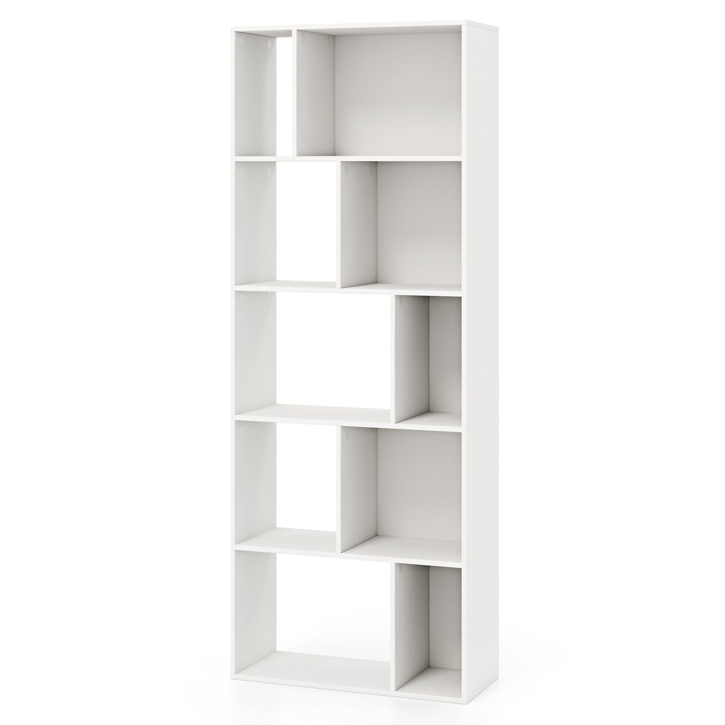 Wood 5-tier Bookshelf Bookcase Home Organizer Display Shelf-White