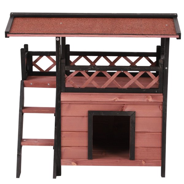 Wood Cat House Wooden Room View Shelter Puppy Garden Scratch Post Large Kennel Crate