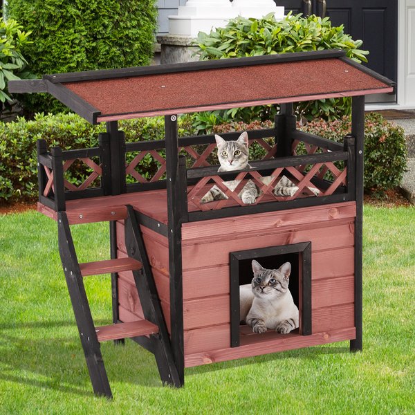 Wood Cat House Wooden Room View Shelter Puppy Garden Scratch Post Large Kennel Crate